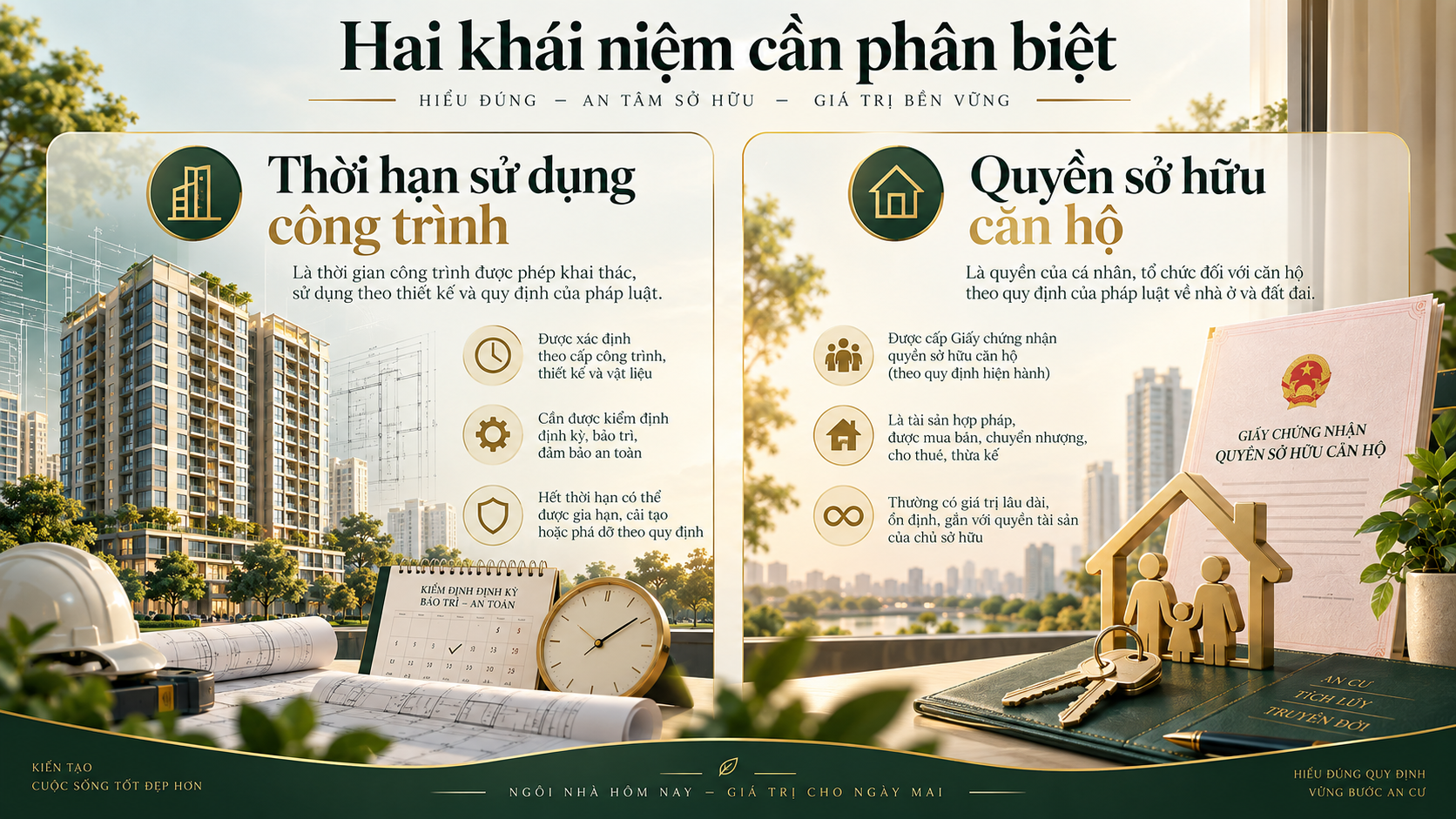 Phân biệt thời hạn sử dụng chung cư và quyền sở hữu căn hộ