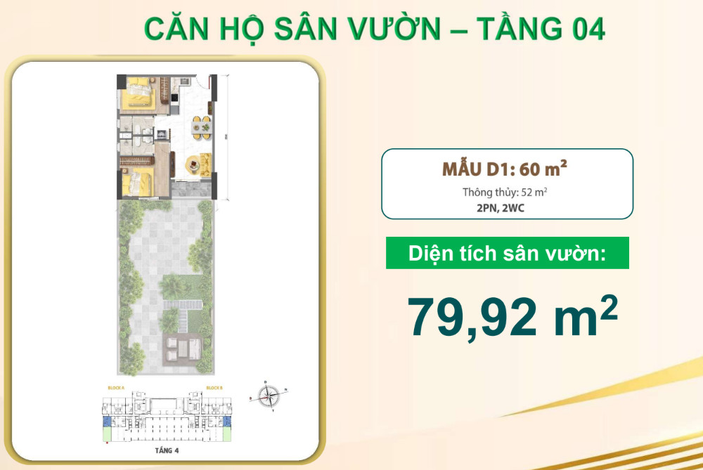 Căn sân vườn D1 Bcons Aria